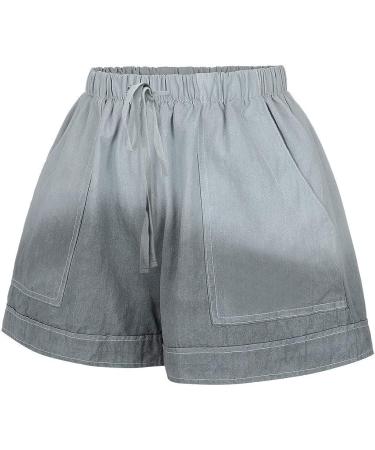 Hessimy Women's Casual Summer Shorts | Elastic Waist Comfy Beach Shorts 4X-Large | Drawstring Q-grey - Buy Online on GoSupps.com