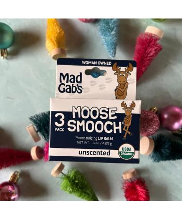 Mad Gab's Moose Smooch Unscented Lip Balm 3pk | Organic Moisturizing Lip Care with Olive Oil & Beeswax - International Shipping Available - Buy Online on GoSupps.com
