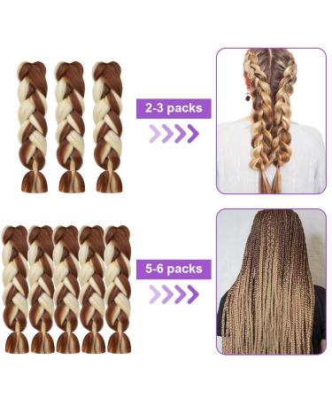Aomig Braids Extensions - 24 Strands Synthetic Hair for Braiding in Brown/Cream - Perfect for Box Braids & Lichen Styles - Buy Online on GoSupps.com