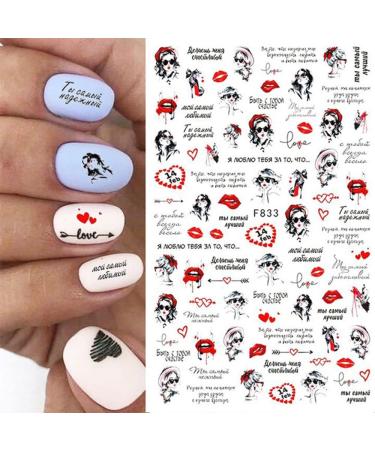 DIY Manicure Year Sliders Wrap Decals Nails Stickers 3D Valentines Lover Flowers Letter Heart(F-833)