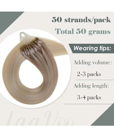 Laavoo Real Hair Microring Extensions - Blond Ombre Micro Loop 40cm | 1g/S Balayage & Platinblond | 50 Strands #Nordic - Buy Online on GoSupps.com