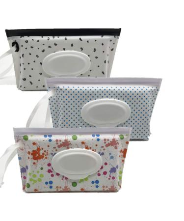 Joyous Journey 3-Pack Portable Wet Wipe Pouch Case Eco Friendly Reusable & Refillable Diaper Wipe Carrying Dispenser Holder (Edition 4)
