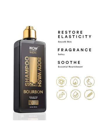WOW Skin Science Bourbon 2-in-1 Body Wash & Shampoo - Moisturizing Men's Body Wash for Dry Skin, Acne, with Shea Butter & Vitamin E - 250ml - Buy Online on GoSupps.com