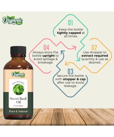 Organic Zing Sweet Basil (Ocimum basilicum) Oil Pure & Natural for Skin Face Hair Care Aromatherapy Diffuser Conditioner - 30ml/1.01fl oz - Buy Online on GoSupps.com