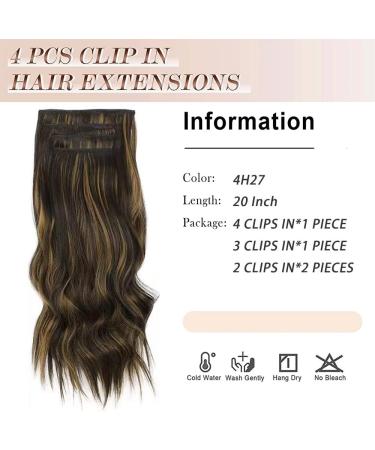 Clip-In Extensions 50 cm 4-Piece Set 200 g Like Real Hair Extensions Clip-In Extension Long Curls Synthetic Hairpieces for Women (4H27) - Buy Online on GoSupps.com