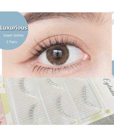 Natural Look Handmade Lower Eyelashes - 3 Pairs with Transparent Band for Daily Makeup - Buy Online on GoSupps.com