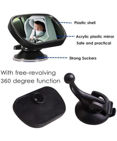 Gasea Baby Car Mirror Rear Facing | Universal 360 Adjustable Safety Mirror for Back Seat | Suction Cup | Infant and Child Car Mirror - Buy Online on GoSupps.com
