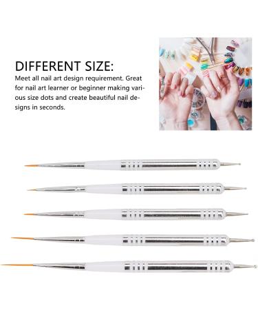 5 Nail Art Brushes with Double Ended Detail Drawing Fine Tip Dotting Pens for Home DIY Salon Manicure Nail Art Design Tools - Buy Online on GoSupps.com