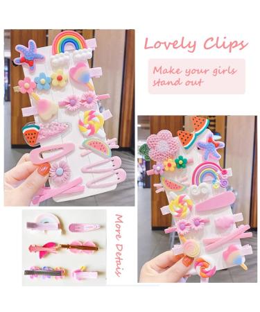 28 Colorful Sweet Hair Clips for Girls | Fashionable Floral & Fruit Hair Accessories | Cute Animal & Dessert Styles | Non-Slip Metal Buttons - Buy Online on GoSupps.com