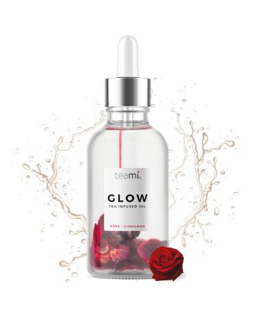 Teami Glow Jojoba Face Oil for Women with Cinnamon Bark Rose Buds & Vitamin E Oil for Skin - Facial Oil Cleanser for Sensitive Normal Oily & Dry Skin (2oz)