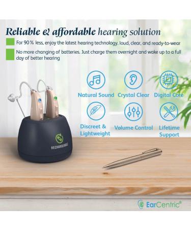 EarCentric EasyCharge Rechargeable Hearing Aids for Seniors - BTE Ear Aid Pair with Noise Cancellation (Beige) - Buy Online on GoSupps.com