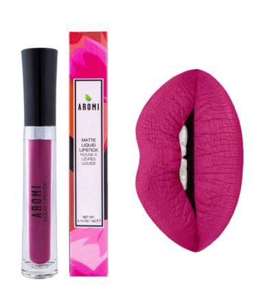 Aromi Liquid Lipstick -Matte Finish | Vegan & Cruelty-free Lightweight Waterproof Bright Pink Purple Lipstick | (Forbidden Fuchsia)