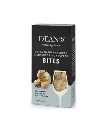 Deans Cheese Bites Selection - Extra Mature Cheddar Chilli Cracked Black Pepper & Caramelised Red Onion - Sharp Tangy & Peppery Snack - Pack of 1 x 90g Deans Black Pepper Cracker 90.00 g (Pack of 1)