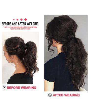 Pferdeschwanz Brown Ponytail Extension with Bangs - 40cm Heat-Resistant Curly Hair for Women | Realistic Clip-In Hair Part 078A - Buy Online on GoSupps.com