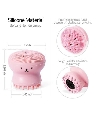 2pcs Jellyfish Silicone Facial Cleansing Brush Set + 2pcs Cleansing Sponge Pad - Handheld Face Brush for Massage - Buy Online on GoSupps.com