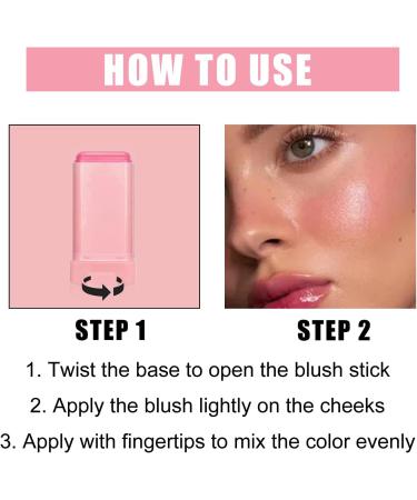 2PCS Cream Blush Stick Smooth Blush Stick Waterproof Moisturizer Stick Matte Highlighter Stick Natural Nude Makeup for Cheek Eyes Lips Pink 19 g (Pack of 2) Pink - Buy Online on GoSupps.com