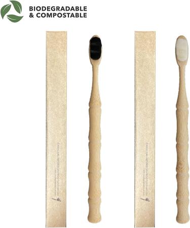 BANBUKES Biodegradable Bamboo Toothbrushes - Extra Soft Bristles, Eco-Friendly & Compostable - Ideal for Pregnant Women, Braces, Sensitive Teeth - 6 Pack - Buy Online on GoSupps.com