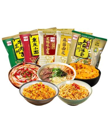 Alley noodles Lanzhou ramen noodles Sichuan chili and hemp noodles Chongqing noodles spicy substitute supper noodles Hot and Sour Rice Noodles (Mix and match 5 flavors 5 bag)