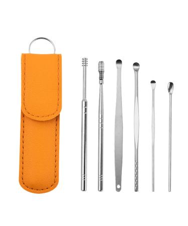 Fastbobitong Innovative Spring Earwax Cleaner Tool Set Design Stainless Steel Earwax Removal Kit (Yellow One Size) Yellow One Size