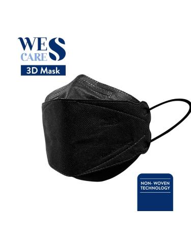 20Pcs Wes Care 3D Premium Face Mask Black Edition (KF Design) - Made in Singapore | UV Clean, Soft & Comfortable | Easy to Breathe | USA Shipping - Buy Online on GoSupps.com