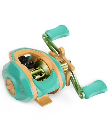 Hautton Baitcasting Fishing reels Macaroon Beginner's Edition,Baitcaster Reel,17.64 Lbs Max Drag,7.2:1 Gear Ratio,5+1BB Carbon Fiber Frame Macaroon A-avocado/Gr&mango/Ye-right