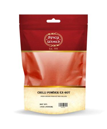 Spicy World Red Chilli Powder Hot Ground Indian Seasoning 400g (14oz) - Salt Free | Vegan (Laal Mirchi)