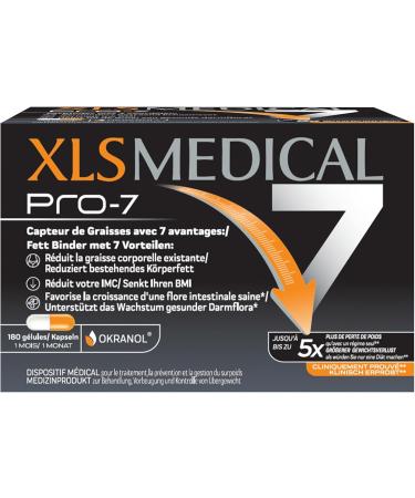 XLS MEDICAL Pro-7 - G lules pour une aide la perte de poids - 7 avantages - Perdez jusqu' 5x plus de poids qu'avec un r gime seul (1) - 180 g lules - 1 mois de traitement