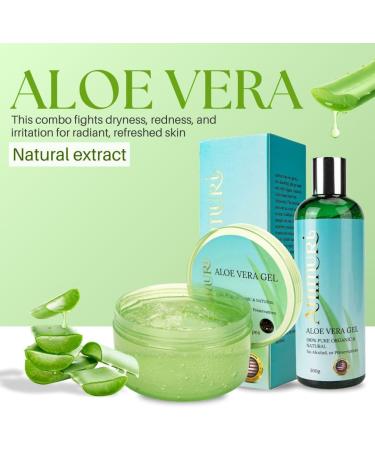 Ammuri Organic Aloe Vera Gel 2 Pack and 300ml Jar - 100% Pure Aloe Vera for Skin and Hair Care - Non-Sticky & Fast Absorbing - Multi-Purpose Hydration - Buy Online on GoSupps.com