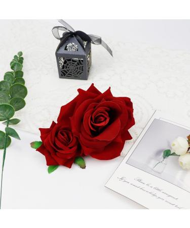 ZJIVQO Rose Hair Clip Flower Hairpin Brooch Velvet Ornament Rose Flower Hair Accessories for Woman Girl Ladies Wedding Hair Clip Flamenco Dancer Valentines Day Decoration Red - Buy Online on GoSupps.com