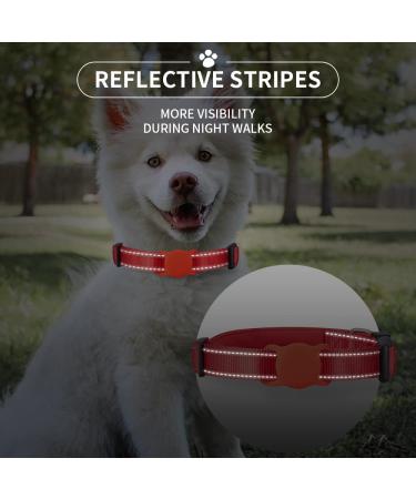 AirTag Dog Collar for Small Medium Large Dogs - Red Neoprene Padded Cat Collar with Silicone Holder - Small Size 9''-16'' Neck - Buy Online on GoSupps.com
