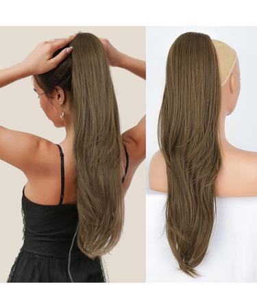 Aikaa curls cord strain pore hair hair extension wavy curly ponytail extension synthetic hair part ponytail extension for women (65cm 8/26#) 65cm 8/26#