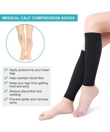 Yosoo Health Gear Calf Compression Socks - 20-30mmHg Graduated Compression Sleeves for Shin Splint, Varicose Vein, Edema - Unisex XXX-Large Black - Buy Online on GoSupps.com