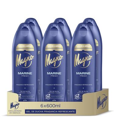 Magno Magno Set of 6 Marine Shower Gel Bottles 600ml (3600ml) - Regenerates and revitalizes the skin - Provides freshness