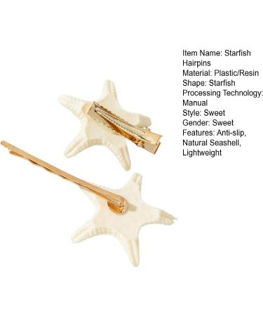 Hair Ornaments 2 Pcs Starfish Hairpin Natural Seashell Vintage Anti-slip Stainless Side Clip Exquisite Lightweight Lady Hair Organization Beige - Buy Online on GoSupps.com