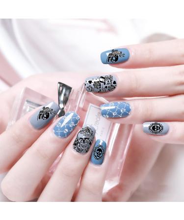 Halloween Nail Stamping Plate Set - Skull, Bat, Witch, Spider, Pumpkin, Blood Design - Buy Online on GoSupps.com