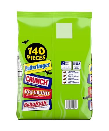 140 Count  Butterfinger  CRUNCH  Baby Ruth and 100 Grand  Assorted Mini Size Chocolate Candy Bars  Great for Halloween Candy  55.7 oz - Buy Online on GoSupps.com
