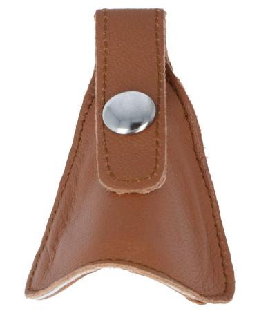 Practical nose guard made of high-quality brown leather for attaching to glasses