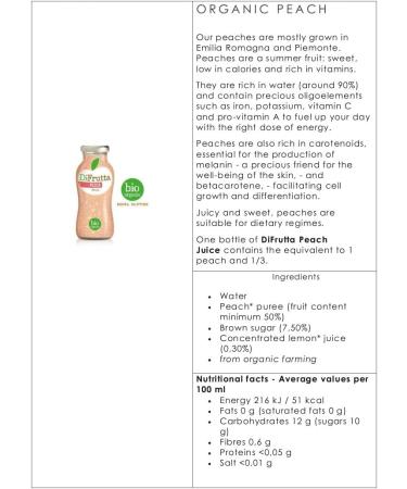 diFruits peach fruit juice 24 bottles of 20 cl. - Buy Online on GoSupps.com