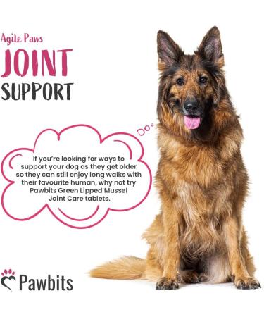 Pawbits 120 Adult Senior Dog Hip & Joint Supplements for Older Mature Dogs. High Strength Green Lipped Mussel Supplement for Elderly Dogs with Stiff Joints - Glucosamine Vitamin C & E 120 tablets - Buy Online on GoSupps.com
