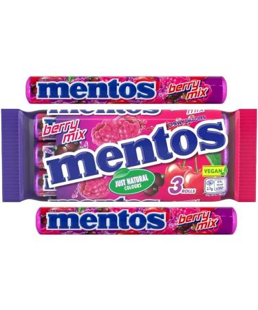 Mentos Chewy Dragees Berry Mix Vegan 3 Rolls Multipack 114g - Pack of 2 - Buy Online on GoSupps.com