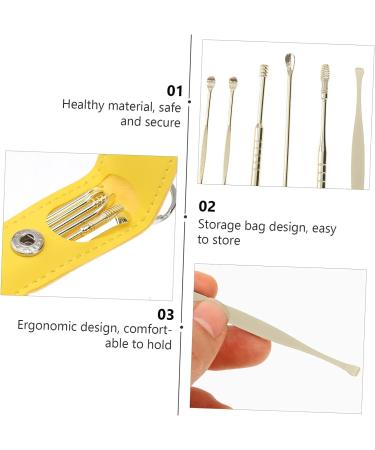 DOITOOL 3 Sets Ear Picking Tool Silicone Remover Earwax Removal Kit - Stainless Steel Ear Picks - Golden - 11.5X2.7X1cm - 3pcs - Buy Online on GoSupps.com