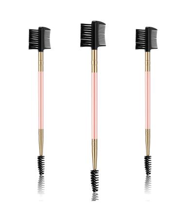 3 Pcs Eyebrow Brush Eyelash Comb Eyelash Shaper and Eyebrow Brush Dual Comb Double Head Eyebrow Brush Eyebrow Eyelash Makeup Grooming Tool for Women Girls Cosmetic Travel (Pink) - Buy Online on GoSupps.com
