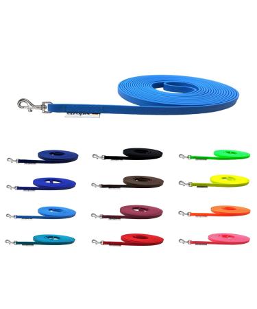 Towline biothane dog leash small dogs 9mm 3m / 5m / 10m / 15m dog leash Bothane (20m with hand loop light blue) 20m with hand loop light blue