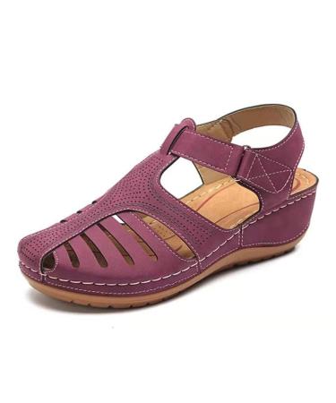Women's sandals with a closed toe area comfortable sporty outdoor wedge sandals low-top gladiators made of soft leather summer leisure sandals shoes for fashion beach travel hiking driving