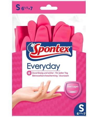 Spontex Everyday Household Gloves - Cotton Flocked Safe Grip Pink Size S - Perfect for Daily Use - 1 Pair - Buy Online on GoSupps.com
