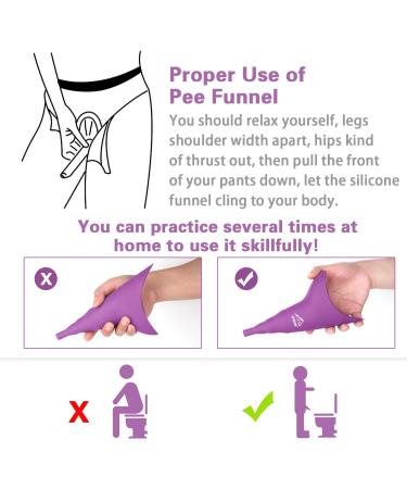 Rquite Female Urination Device - Portable Silicone Funnel for Women to Stand and Pee - Ideal for Travel, Camping, Hiking - Includes Carrying Bag (2 Packs, Pink & Purple) - Buy Online on GoSupps.com
