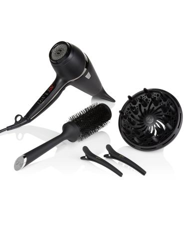GHD Air Hair Dryer Kit 2100 watt hairdryer with diffuser round hairbrush 2 hair clips wide attachment and storage bag for the ultimate blowdry