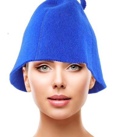 Yardwe 2-Piece Wool Felt Sauna Hat Set for Men & Women - Blue Water-Absorbing Shower Cap for Hair Protection - Buy Online on GoSupps.com