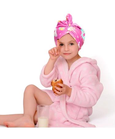 2-Pack Unicorn Hair Towel Set | Quick Dry Microfiber Hair Drying Towels for Kids, Girls, Women | Turban Hair Wrap | Unicorn/Floral Design - Buy Online on GoSupps.com