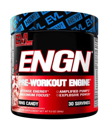 Evlution Nutrition ENGN Pre-Workout, Pikatropin-Free, 30 Servings, Intense Pre-Workout Powder for Increased Energy, Power, and Focus (Ring Candy)